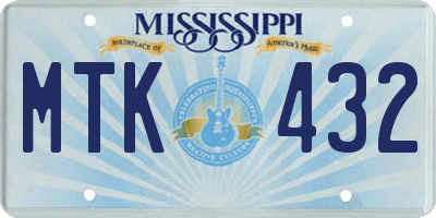 MS license plate MTK432