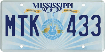 MS license plate MTK433