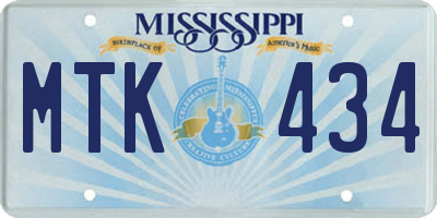 MS license plate MTK434