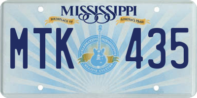 MS license plate MTK435