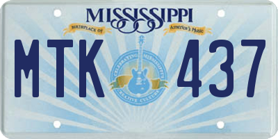 MS license plate MTK437
