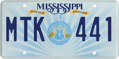 MS license plate MTK441