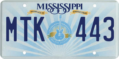 MS license plate MTK443