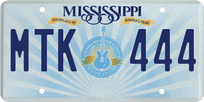MS license plate MTK444