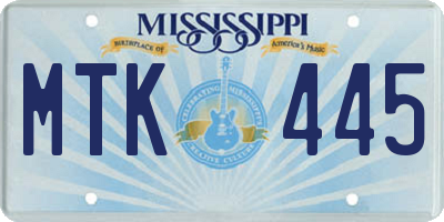 MS license plate MTK445