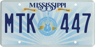 MS license plate MTK447