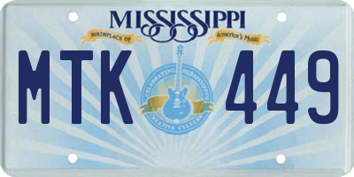 MS license plate MTK449