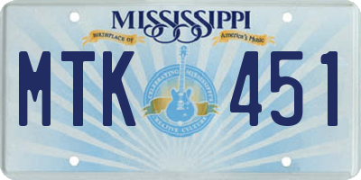 MS license plate MTK451