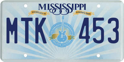 MS license plate MTK453