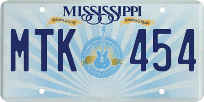 MS license plate MTK454