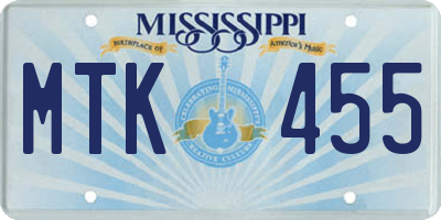 MS license plate MTK455