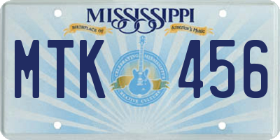 MS license plate MTK456