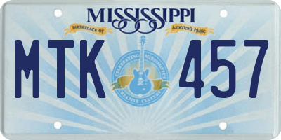 MS license plate MTK457