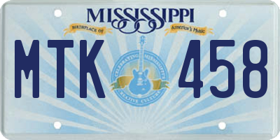 MS license plate MTK458