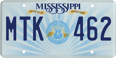 MS license plate MTK462