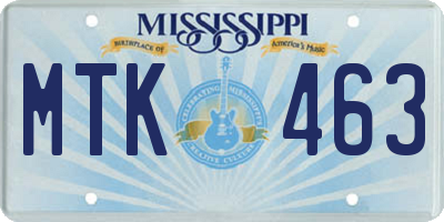MS license plate MTK463