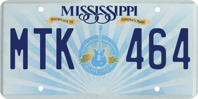 MS license plate MTK464