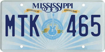 MS license plate MTK465