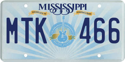 MS license plate MTK466