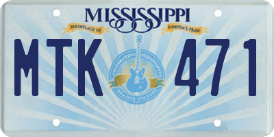 MS license plate MTK471
