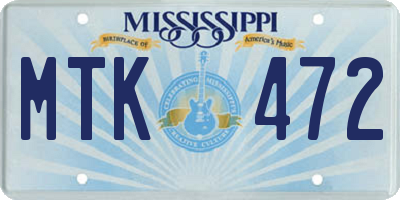 MS license plate MTK472