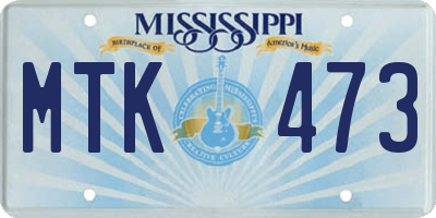MS license plate MTK473
