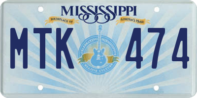 MS license plate MTK474