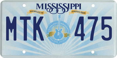MS license plate MTK475