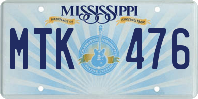 MS license plate MTK476