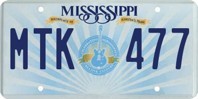 MS license plate MTK477
