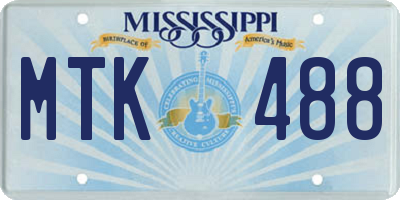 MS license plate MTK488