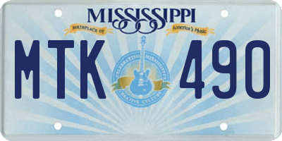 MS license plate MTK490