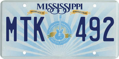 MS license plate MTK492