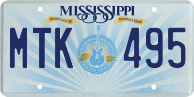 MS license plate MTK495