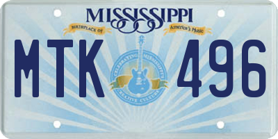 MS license plate MTK496