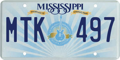 MS license plate MTK497