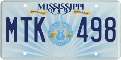 MS license plate MTK498