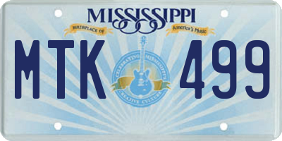 MS license plate MTK499