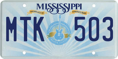 MS license plate MTK503