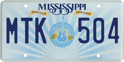 MS license plate MTK504