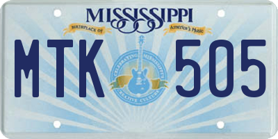MS license plate MTK505