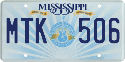 MS license plate MTK506