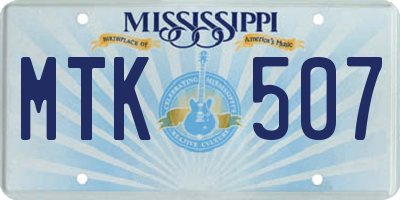 MS license plate MTK507