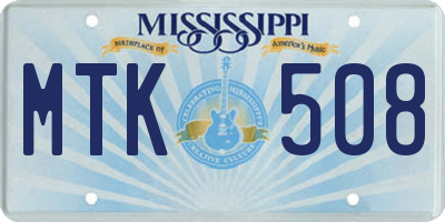 MS license plate MTK508