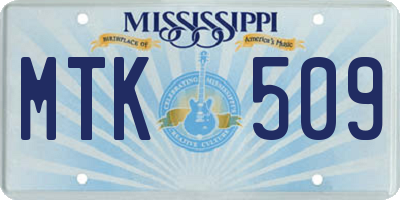 MS license plate MTK509
