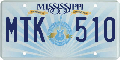 MS license plate MTK510