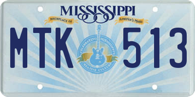 MS license plate MTK513