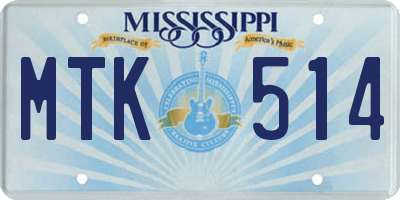MS license plate MTK514