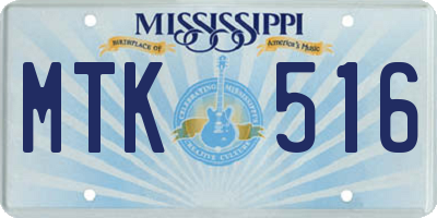 MS license plate MTK516
