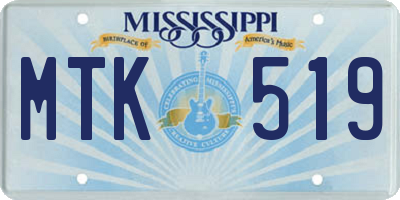 MS license plate MTK519